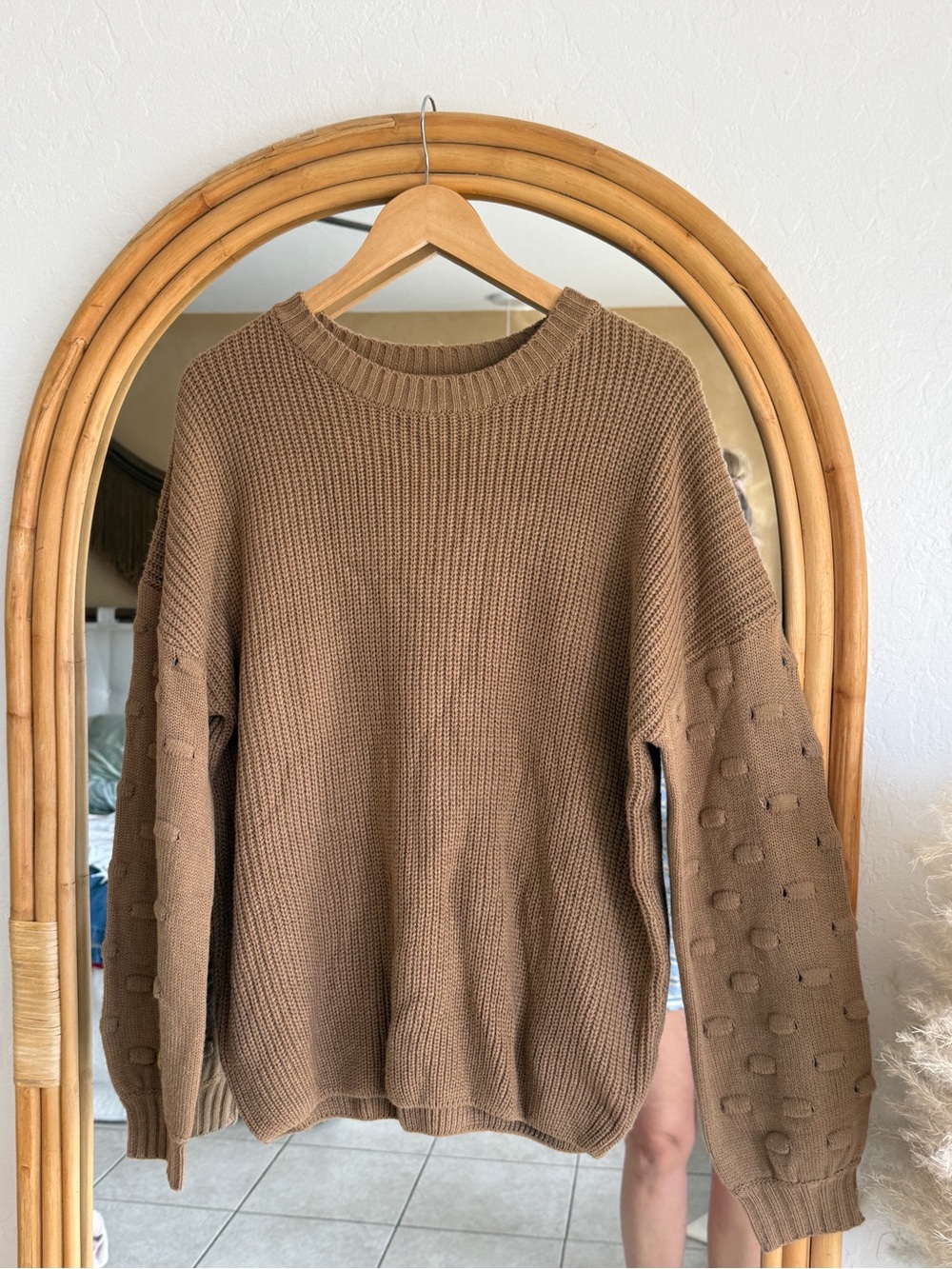 Relaxed Crewneck Knit Sweater in Brown
